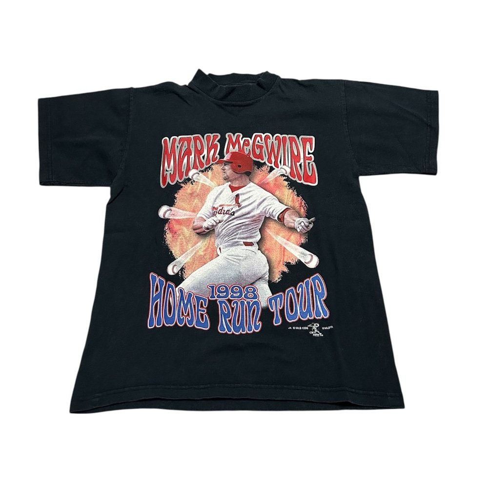 Vintage 90s Youth Large Mark McGwire Cardinals Baseball Home Run Tour T-Shirt
